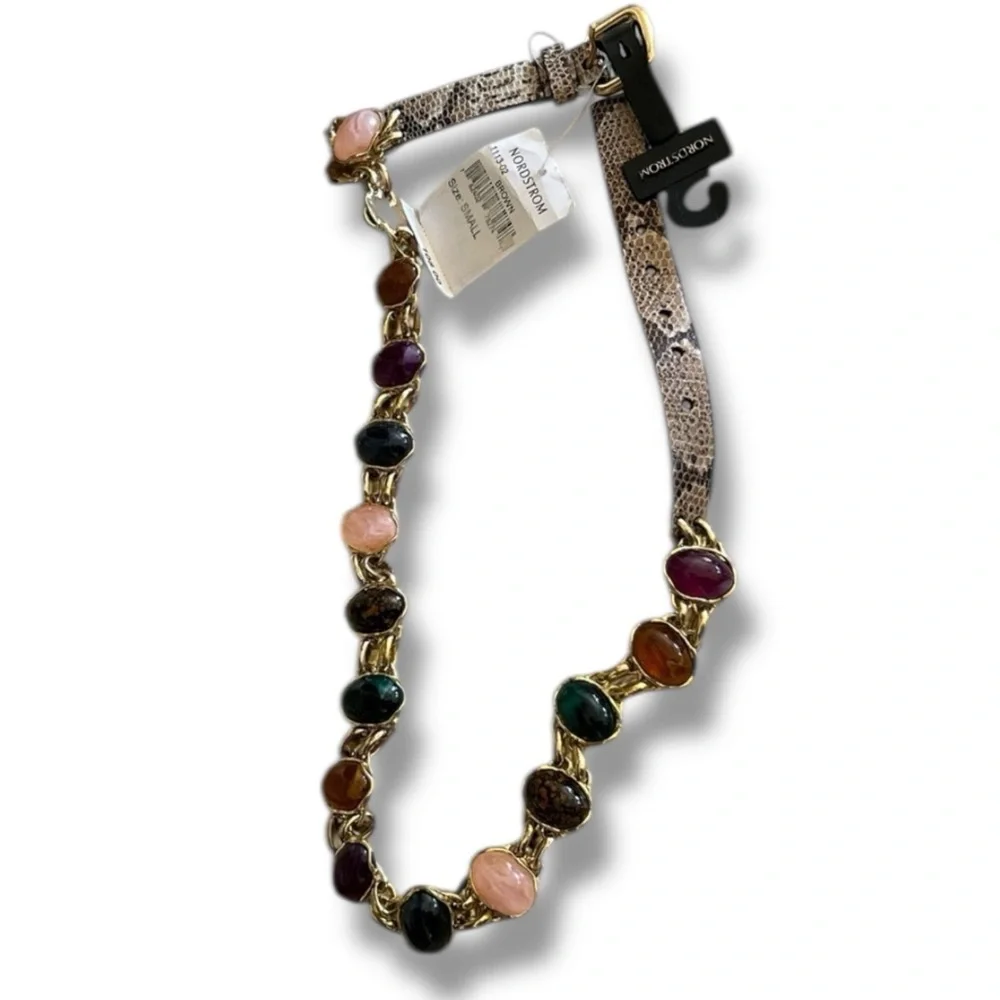 NORDSTROM Statement Belt Colorful Multi Vibrant Stone Embellished